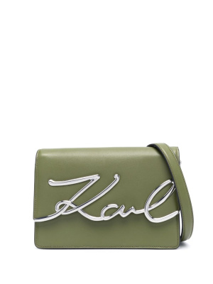 

K/Signature leather shoulder bag, Karl Lagerfeld K/Signature leather shoulder bag