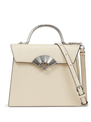 

Archive Fan leather tote bag, Karl Lagerfeld Archive Fan leather tote bag