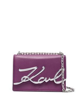 

Logo-plaque leather shoulder bag, Karl Lagerfeld Logo-plaque leather shoulder bag