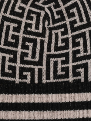 

Monogram-print ribbed-brim beanie, Balmain Monogram-print ribbed-brim beanie
