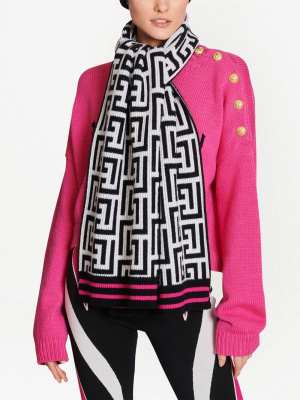 

Monogram knit merino-wool scarf, Balmain Monogram knit merino-wool scarf