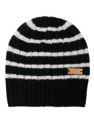 

Logo-plaque striped beanie, Balmain Logo-plaque striped beanie