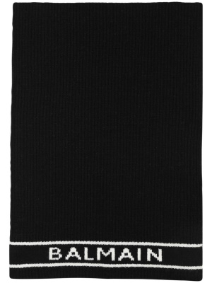 

Logo-intarsia wool-cashmere scarf, Balmain Logo-intarsia wool-cashmere scarf