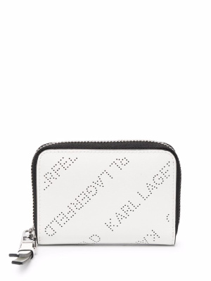 

Punched-logo leather purse, Karl Lagerfeld Punched-logo leather purse