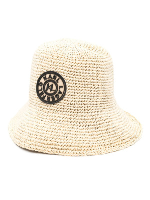 

Logo-patch woven-raffia bucket hat, Karl Lagerfeld Logo-patch woven-raffia bucket hat