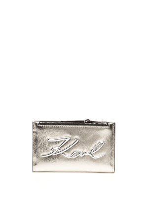 

Signature logo-print zipped cardholder, Karl Lagerfeld Signature logo-print zipped cardholder