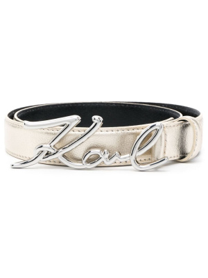 

Logo buckle leather belt, Karl Lagerfeld Logo buckle leather belt