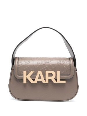 

Logo-embossed leather tote bag, Karl Lagerfeld Logo-embossed leather tote bag
