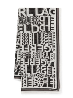 

Logo-pattern frayed-hem scarf, Karl Lagerfeld Logo-pattern frayed-hem scarf