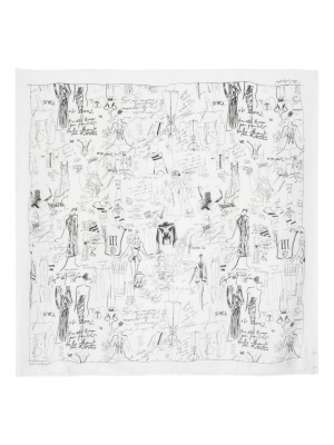 

Hand-print cotton-blend scarf, Karl Lagerfeld Hand-print cotton-blend scarf