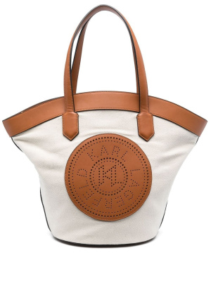 

K/Tulip logo-patch tote bag, Karl Lagerfeld K/Tulip logo-patch tote bag