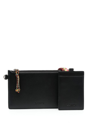 

Logo-debossed leather clutch, Lanvin Logo-debossed leather clutch
