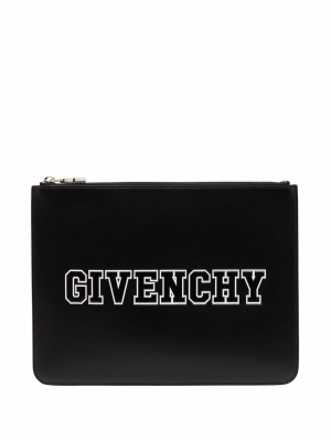 

Embossed-logo leather clutch, Givenchy Embossed-logo leather clutch
