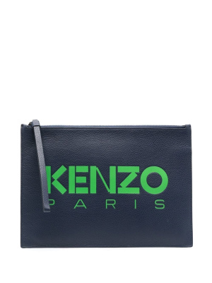 

Logo-print leather clutch bag, Kenzo Logo-print leather clutch bag