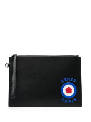 

Logo-embossed leather clutch bag, Kenzo Logo-embossed leather clutch bag