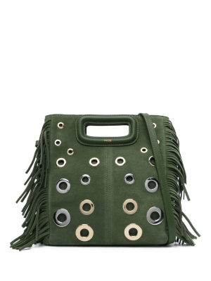 

Fringed eyelet suede tote bag, Maje Fringed eyelet suede tote bag