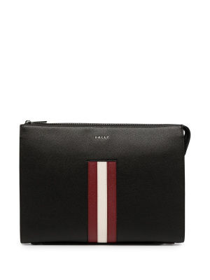 

Stripe-detail leather clutch, Bally Stripe-detail leather clutch