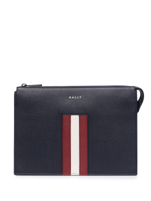

Large pebbled stripe-trim clutch, Bally Large pebbled stripe-trim clutch