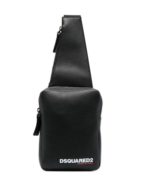 

Logo-print leather messenger bag, Dsquared2 Logo-print leather messenger bag