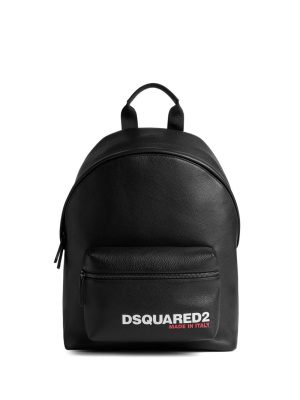 

Logo-print pebbled leather backpack, Dsquared2 Logo-print pebbled leather backpack