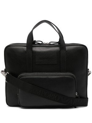 

Leather logo patch briefcase, Emporio Armani Leather logo patch briefcase