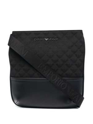 

Quilted logo-lettering messenger bag, Emporio Armani Quilted logo-lettering messenger bag