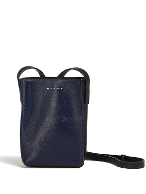 

Logo-print leather shoulder bag, Marni Logo-print leather shoulder bag