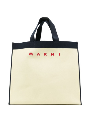 

Logo-jacquard cotton tote bag, Marni Logo-jacquard cotton tote bag