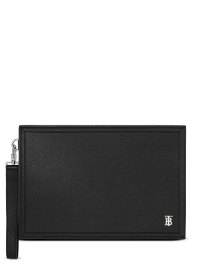 

Logo plaque leather clutch bag, Burberry Logo plaque leather clutch bag