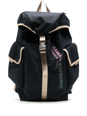 

Logo-print contrast-trim backpack, Armani Exchange Logo-print contrast-trim backpack