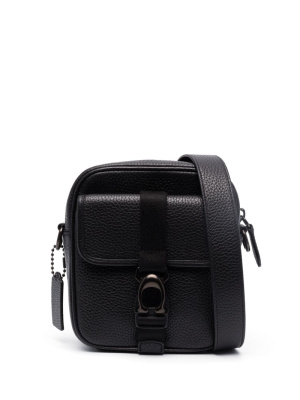 

Monogram-plaque leather messenger bag, Coach Monogram-plaque leather messenger bag