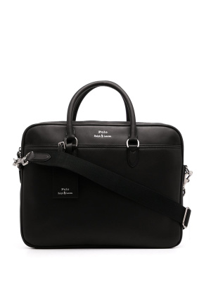 

Logo-print leather briefcase, Polo Ralph Lauren Logo-print leather briefcase