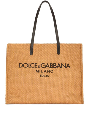 

Logo-embroidered raffia shopper bag, Dolce & Gabbana Logo-embroidered raffia shopper bag