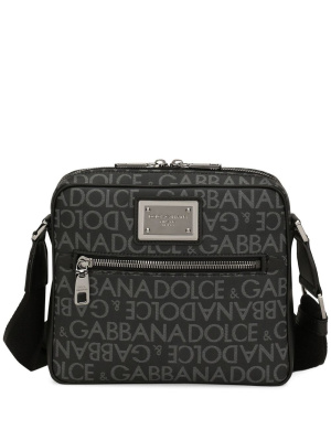 

Logo-print jacquard zipped shoulder bag, Dolce & Gabbana Logo-print jacquard zipped shoulder bag