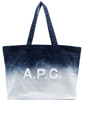 

Bleached effect logo-print tote bag, A.P.C. Bleached effect logo-print tote bag