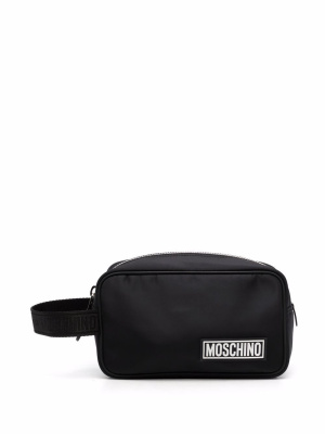 

Logo-patch clutch bag, Moschino Logo-patch clutch bag
