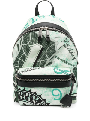 

Money-print leather backpack, Moschino Money-print leather backpack