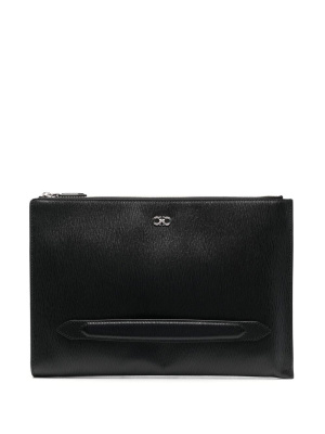 

Logo-plaque detail clutch bag, Ferragamo Logo-plaque detail clutch bag