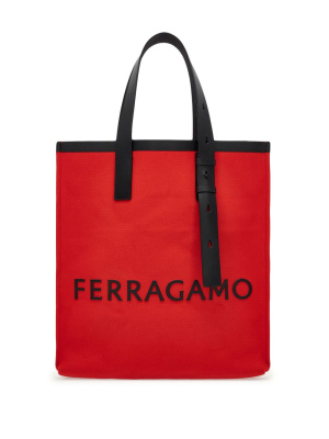 

Logo-embossed open-top tote bag, Ferragamo Logo-embossed open-top tote bag