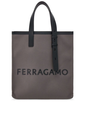 

Logo-plaque leather tote bag, Ferragamo Logo-plaque leather tote bag