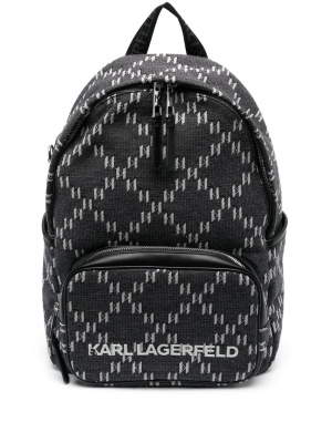 

Monogram-jacquard logo-plaque backpack, Karl Lagerfeld Monogram-jacquard logo-plaque backpack