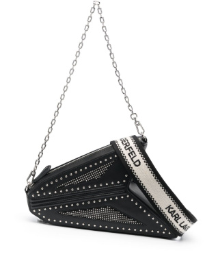 

Studded leather shoulder bag, Karl Lagerfeld Studded leather shoulder bag