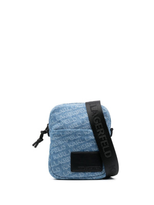 

Logo-patch monogram-pattern shoulder bag, Karl Lagerfeld Logo-patch monogram-pattern shoulder bag