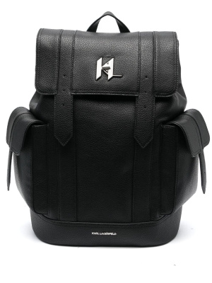 

Twist-lock leather backpack, Karl Lagerfeld Twist-lock leather backpack