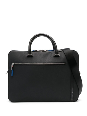 

Logo-tape leather laptop bag, Tommy Hilfiger Logo-tape leather laptop bag