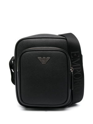 

Logo-plaque leather messenger bag, Emporio Armani Logo-plaque leather messenger bag
