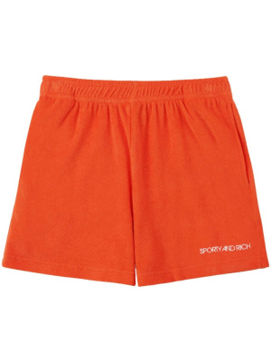 

Logo-embroidered cotton shorts, Sporty & Rich Logo-embroidered cotton shorts