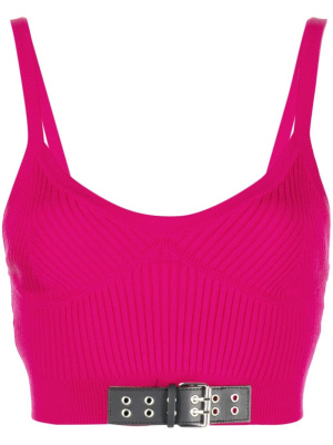 

Buckle-detail knit crop top, MOSCHINO JEANS Buckle-detail knit crop top
