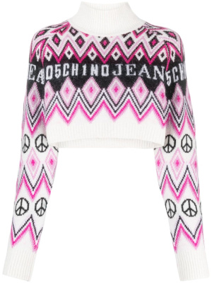 

Logo-jacquard cropped jumper, MOSCHINO JEANS Logo-jacquard cropped jumper