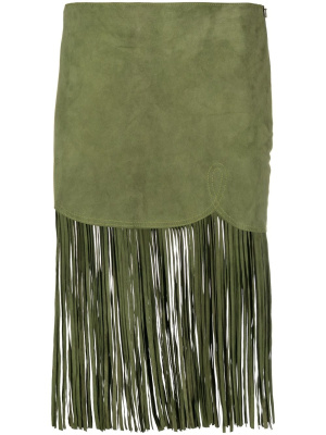 

Fringe-detail suede skirt, MOSCHINO JEANS Fringe-detail suede skirt